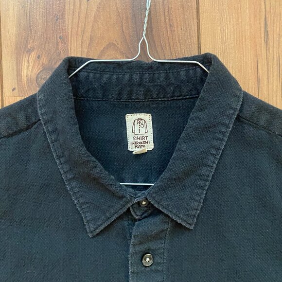 Hiroshi Kato Button Down Shirt, black textured, Sz XL - Picture 4 of 7